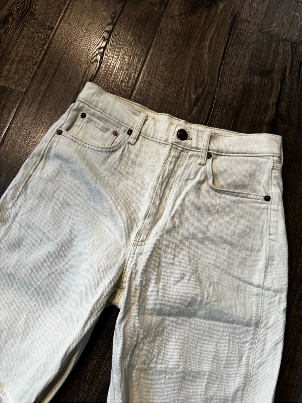 rag & bone Off-White Vintage Bermuda Denim Shorts Mid Rise Cream size 27 - Picture 4 of 11
